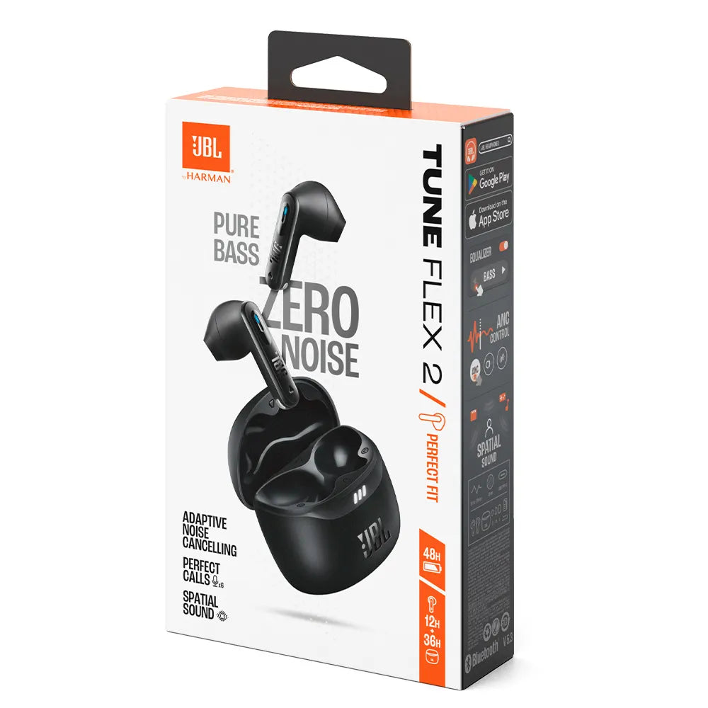 JBL, Fone de Ouvido Bluetooth, Tune Flex 2, Sem Fio, Com Cancelamento de Ruído, Resistente À Água e Poeira - Preto