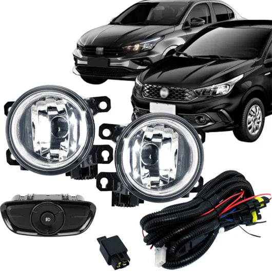 Kit Farol De Milha Auxiliar Shocklight Com Botão Original – Fiat Argo E Cronos 2017 A 2022