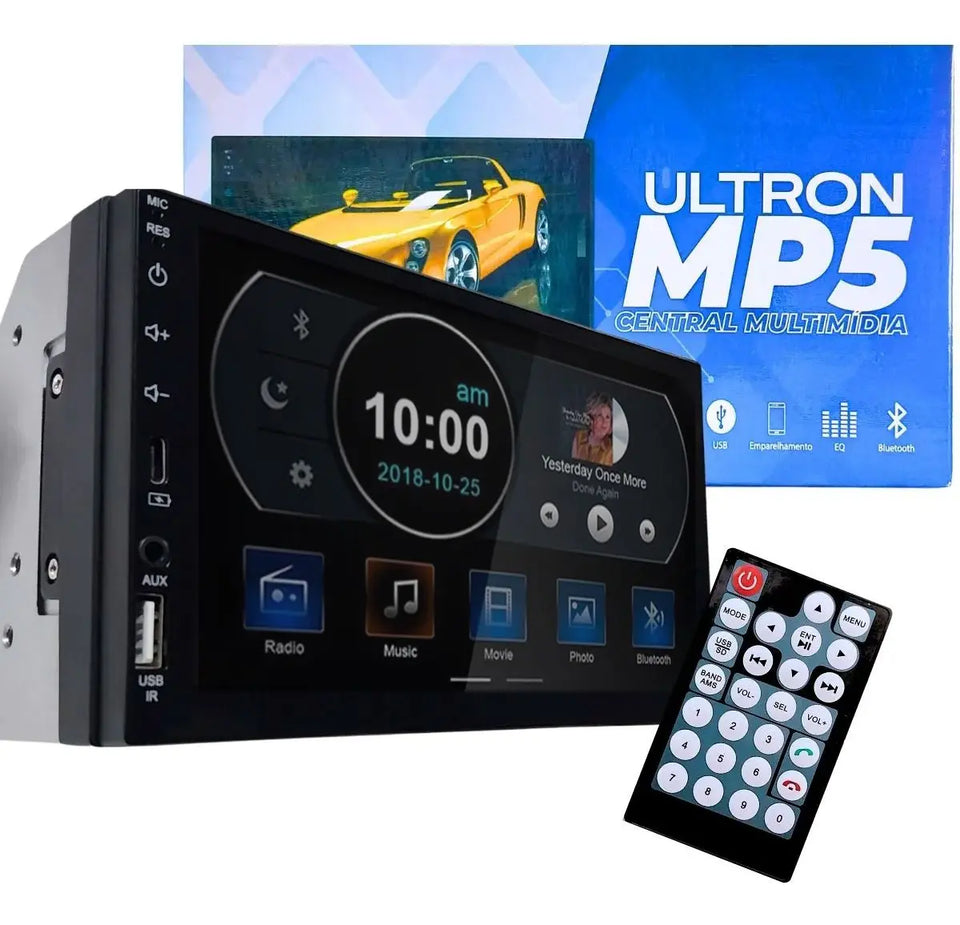 Multimídia Mp5 T10 Ultron 7 Com Carplay Tela Full Touch Cor Preto