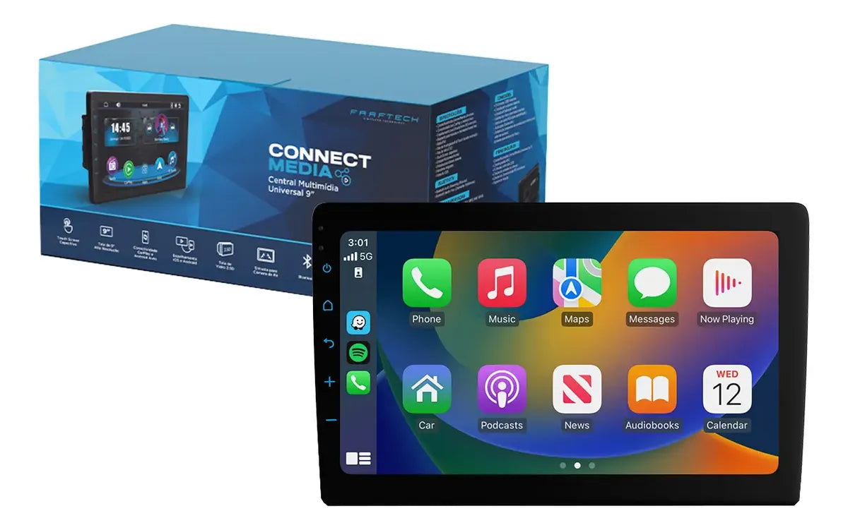 Multimídia Faaftech ConnectMedia - CarPlay e Android Auto para seu Carro