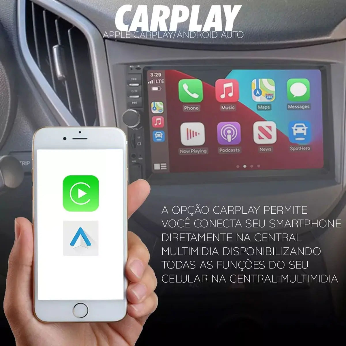 Multimídia Mp5 T10 Ultron 7 Com Carplay Tela Full Touch Cor Preto
