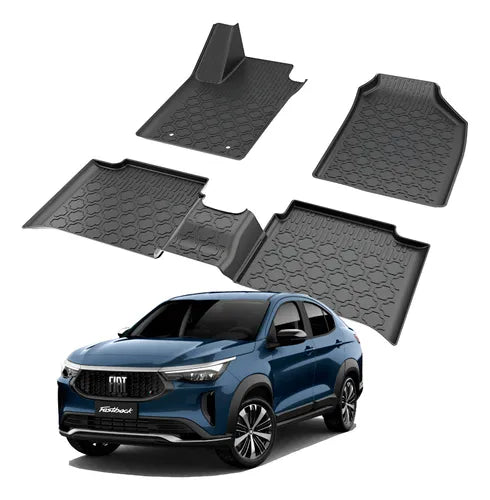 Jogo de Tapetes Bandeja Premium Grid – Fiat Fastback 2022 a 2026 – Borda Alta em TPE