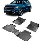 Jogo de Tapetes Bandeja Premium Grid – VW T-Cross 2019 a 2026 – Borda Alta em TPE