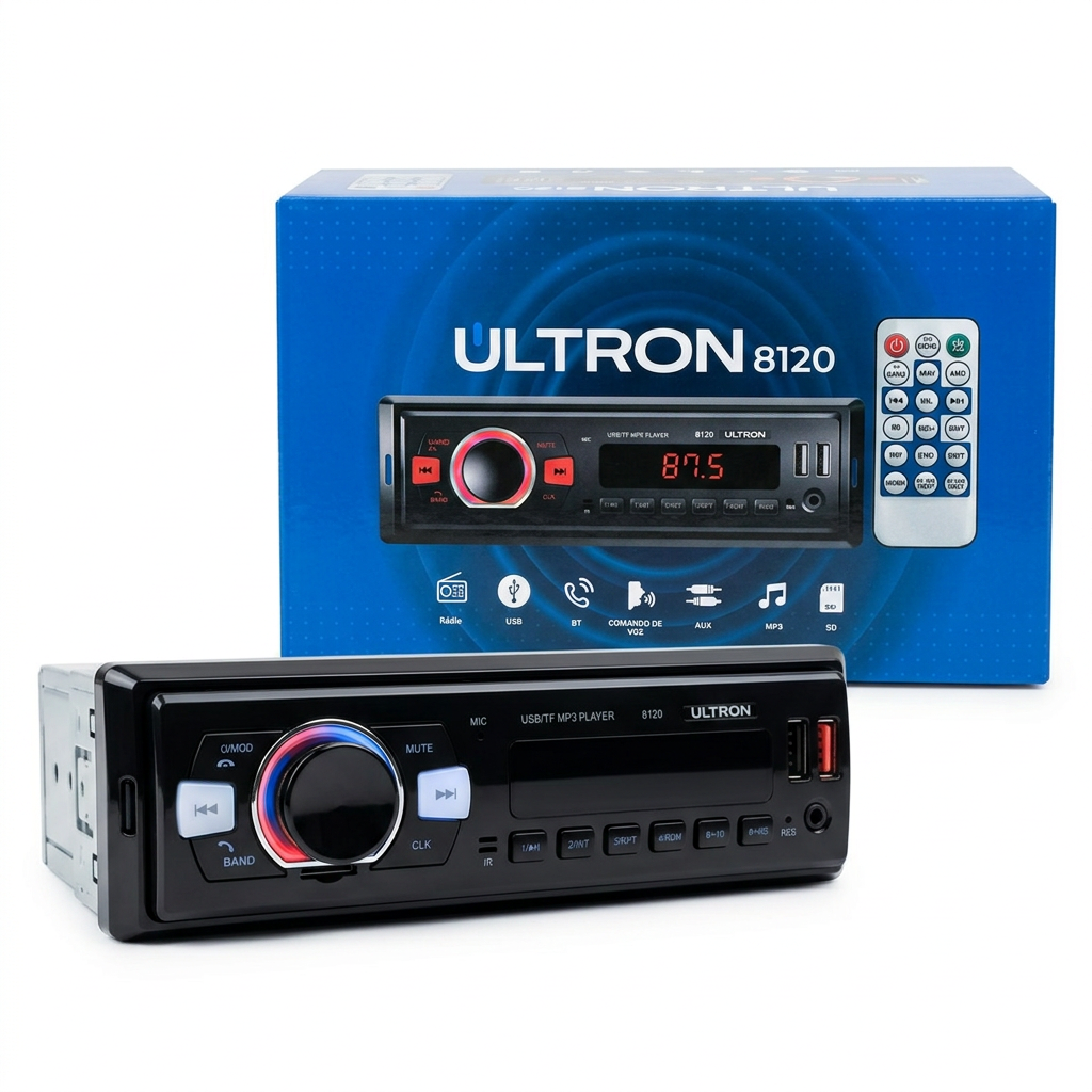 Rádio Automotivo Ultron Uppertech 8120 MP3 Bluetooth USB Preto