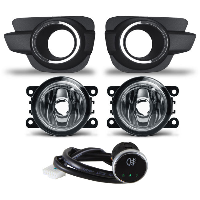 Kit Farol De Milha Auxiliar Shocklight Com Moldura Cromada E Botão Universal – Renault Kwid 2017 A 2022
