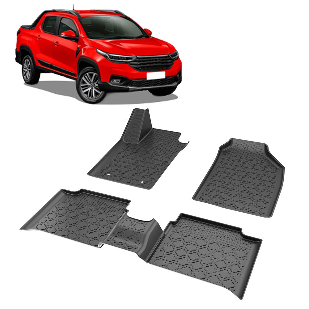 Jogo de Tapetes Bandeja Premium Grid – Fiat Nova Strada 2020 a 2026 – Borda Alta em TPE